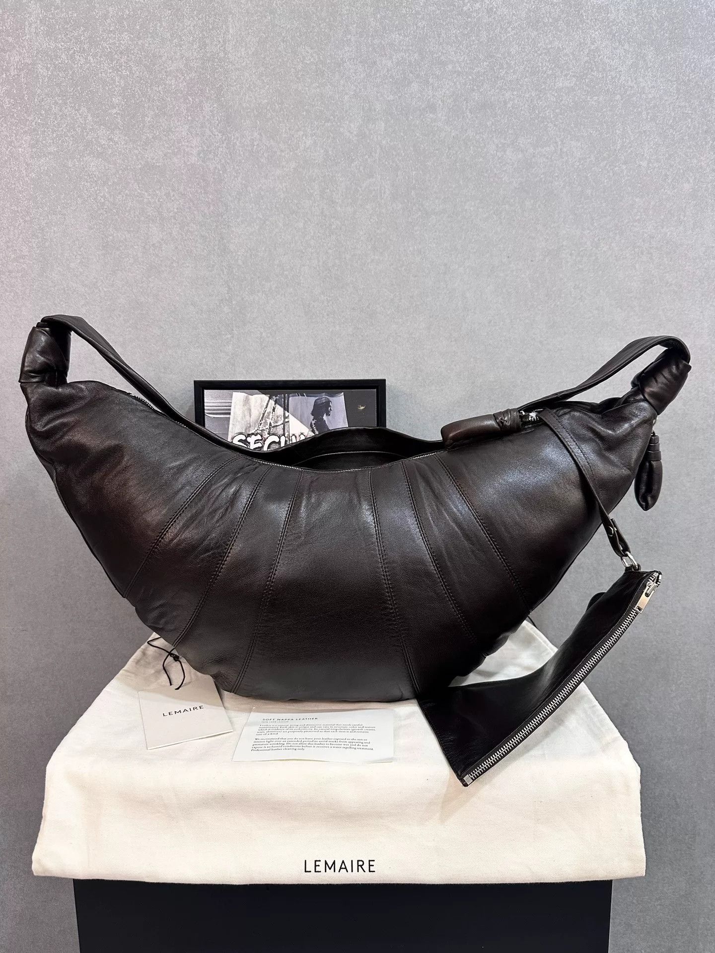 Lemaire Lemaire Large Dark Chocolate Lambskin Croissant Bag Size ONE SIZE - 1 Thumbnail