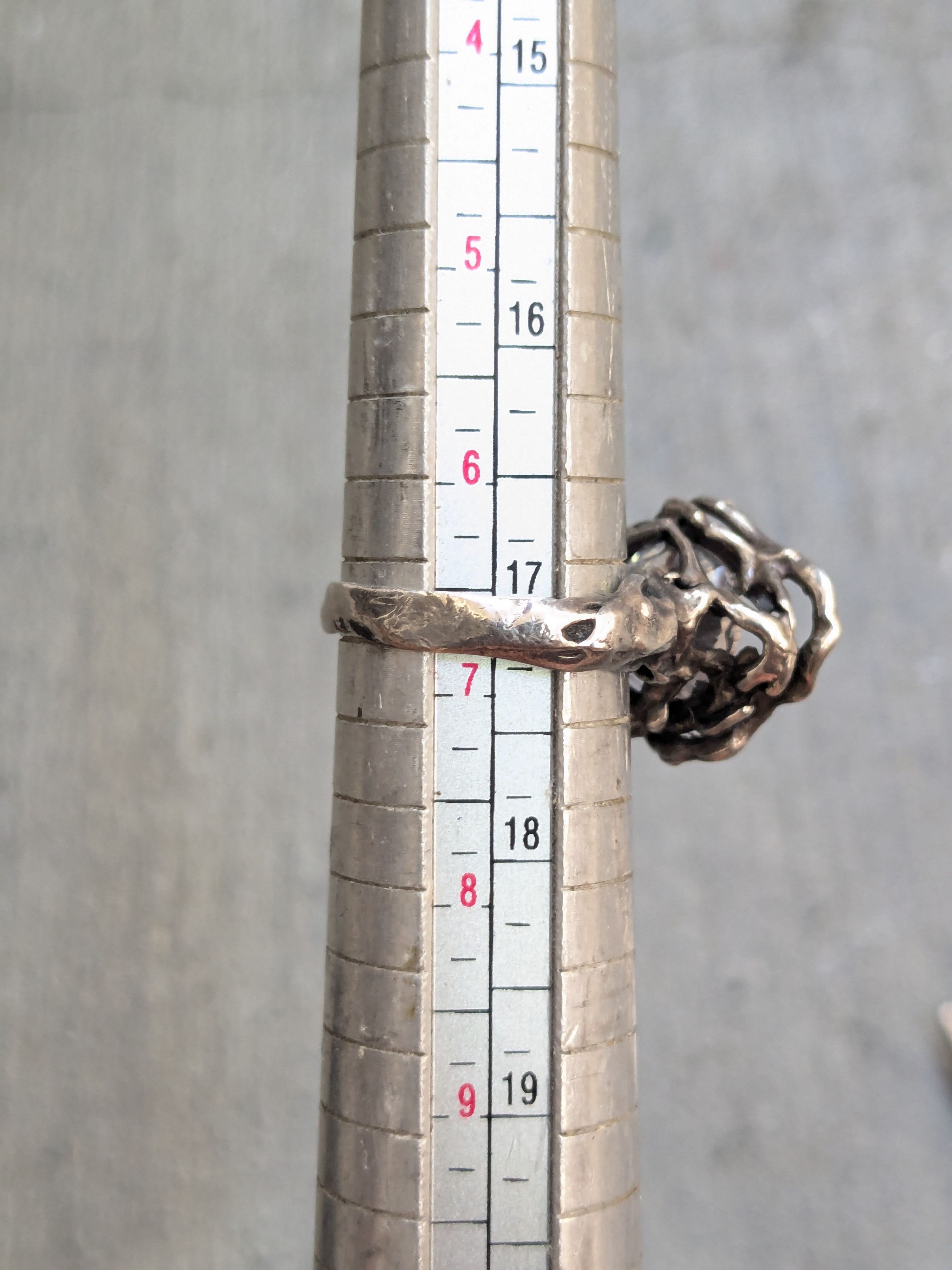 Jewelry × Vintage Sterling Silver Ring 6.75 CZ Brutalist Modern Avant Garde Size ONE SIZE - 15 Thumbnail