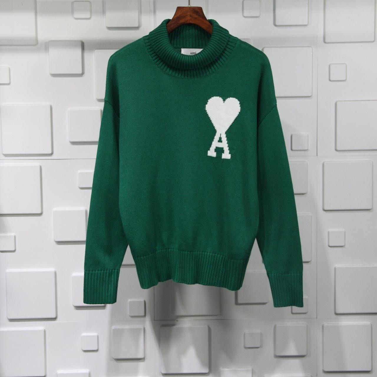 AMI AMI Paris Green Ami De Cœur Turtleneck Size US S / EU 44-46 / 1 - 3 Thumbnail