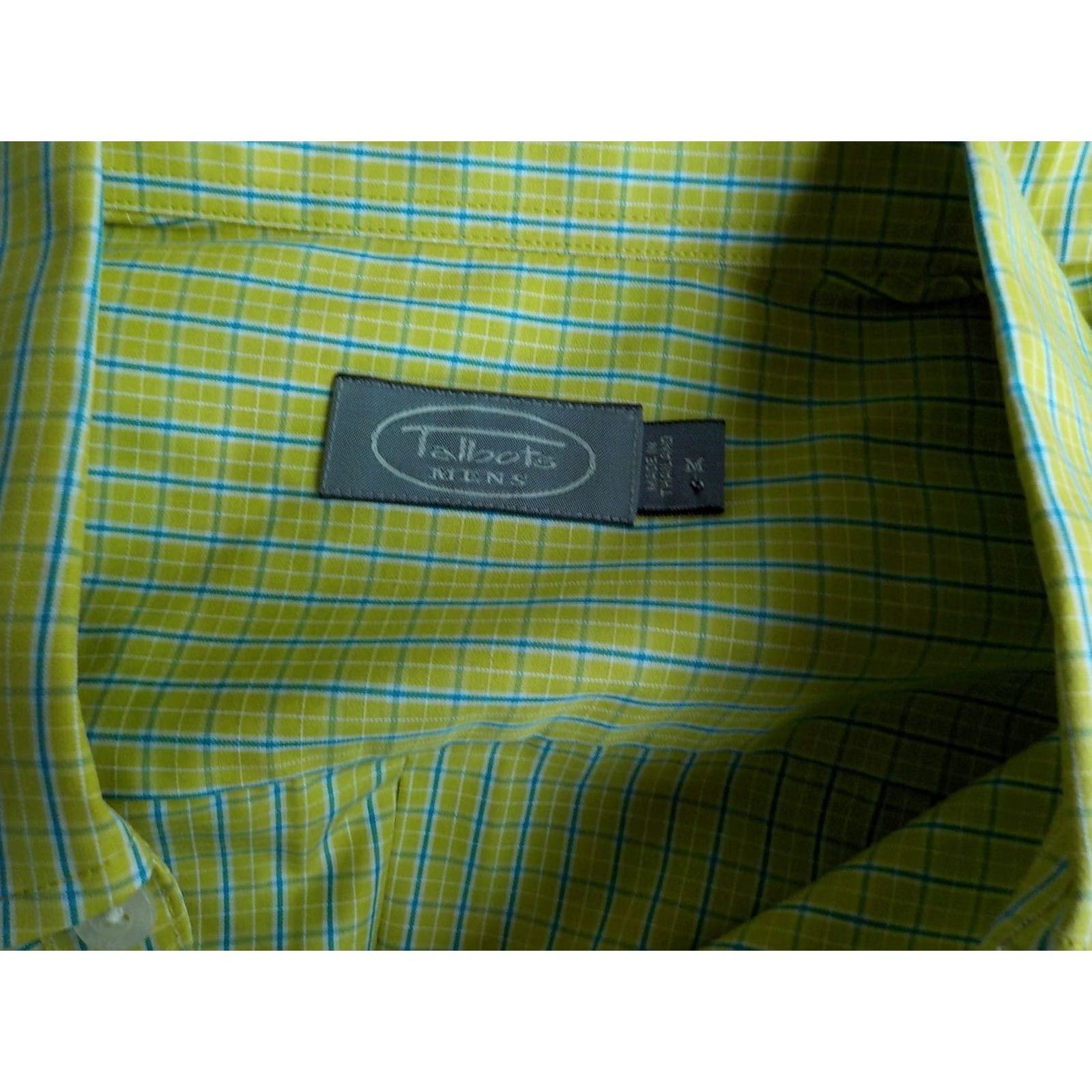 Talbots VINTAGE TALBOTS Mens Long Sleeve Button Down Plaid Shirt Lime Turquoise White Cotton M NWT Size US M / EU 48-50 / 2 - 5 Thumbnail