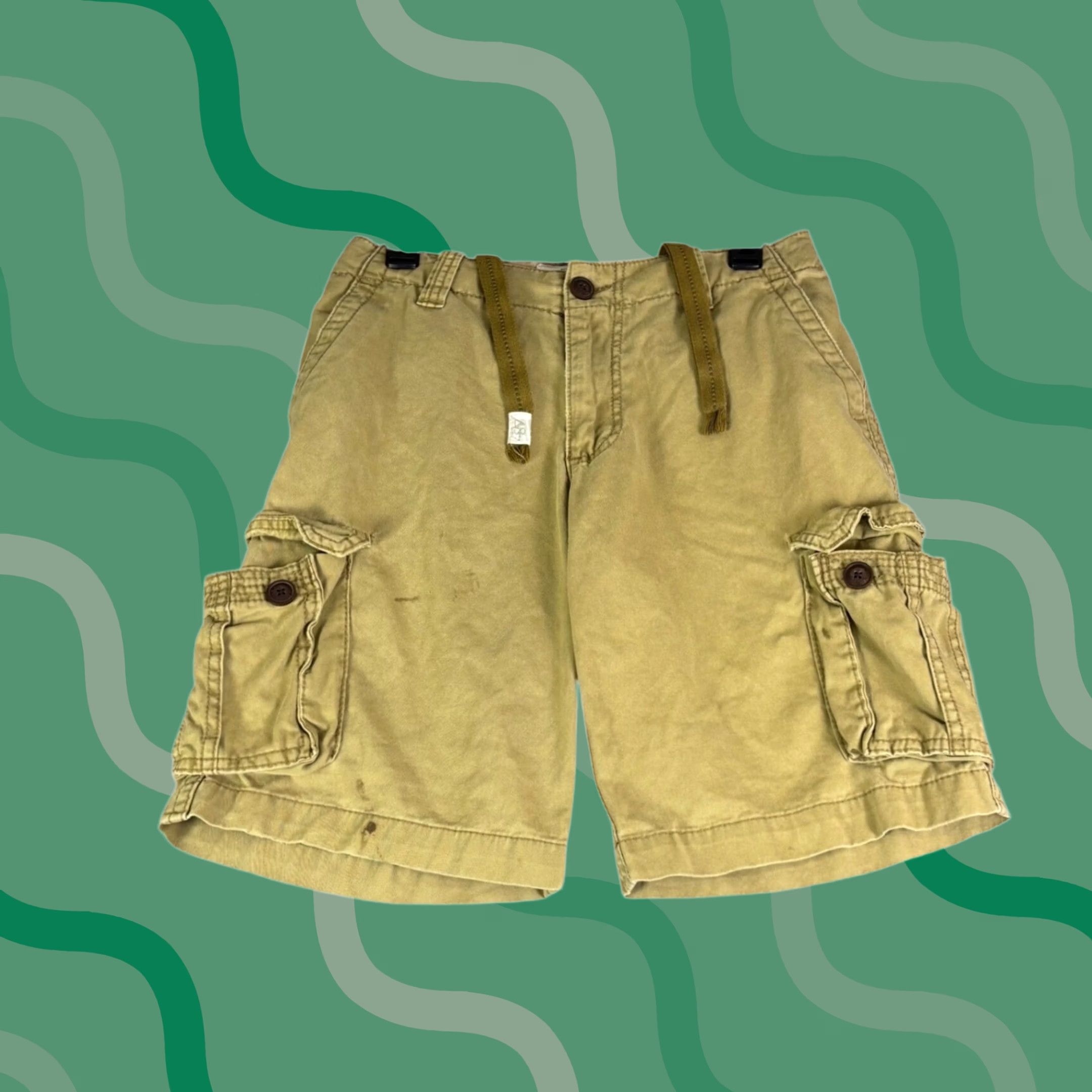 Aeropostale Aeropostale Mens Cargo Shorts Size 28 Khaki Tan Cotton Twill Drawstring Utility Size US 28 / EU 44 - 1 Thumbnail