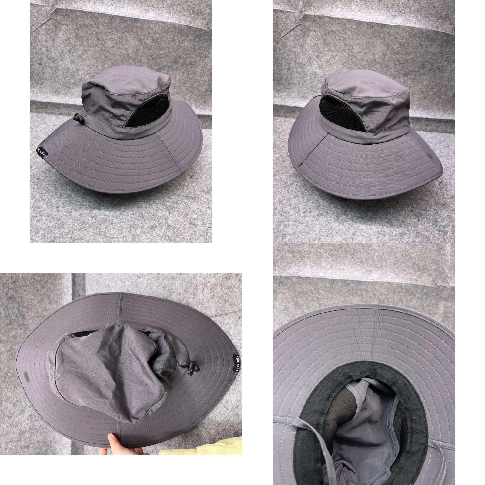 Vintage Einskey Sun Hat Adult One Size Gray Knit 100% Polyester Camp Outdoors Hat/Cap Unisex Adults Sun Hat Men Women Size ONE SIZE - 8 Thumbnail
