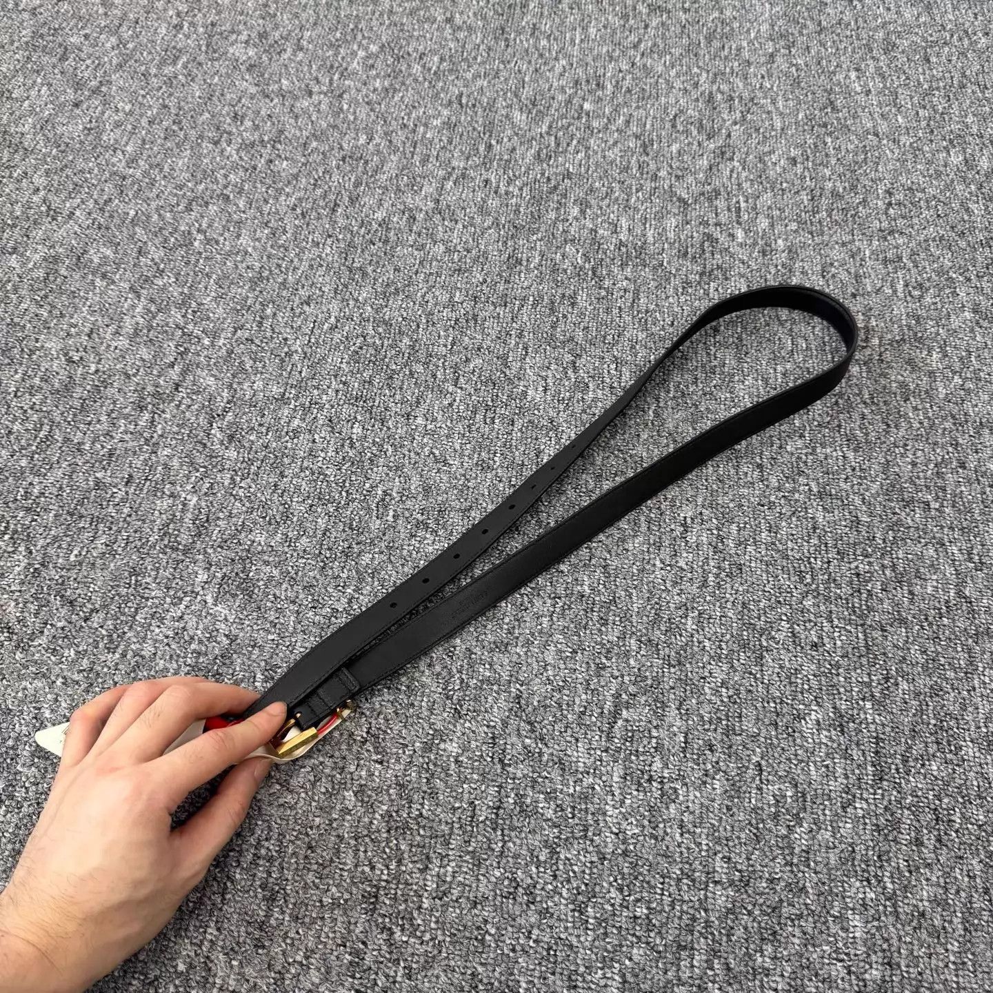 Saint Laurent Paris Saint Laurent Skinny Belt Black Gold Gold Buckle Size ONE SIZE - 4 Thumbnail
