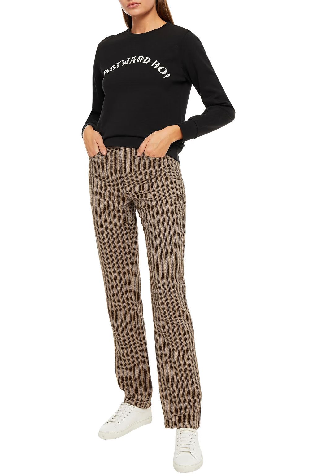 A.P.C. Striped Cotton Linen Straight Pants Size 26" / US 2 / IT 38 - 2 Thumbnail