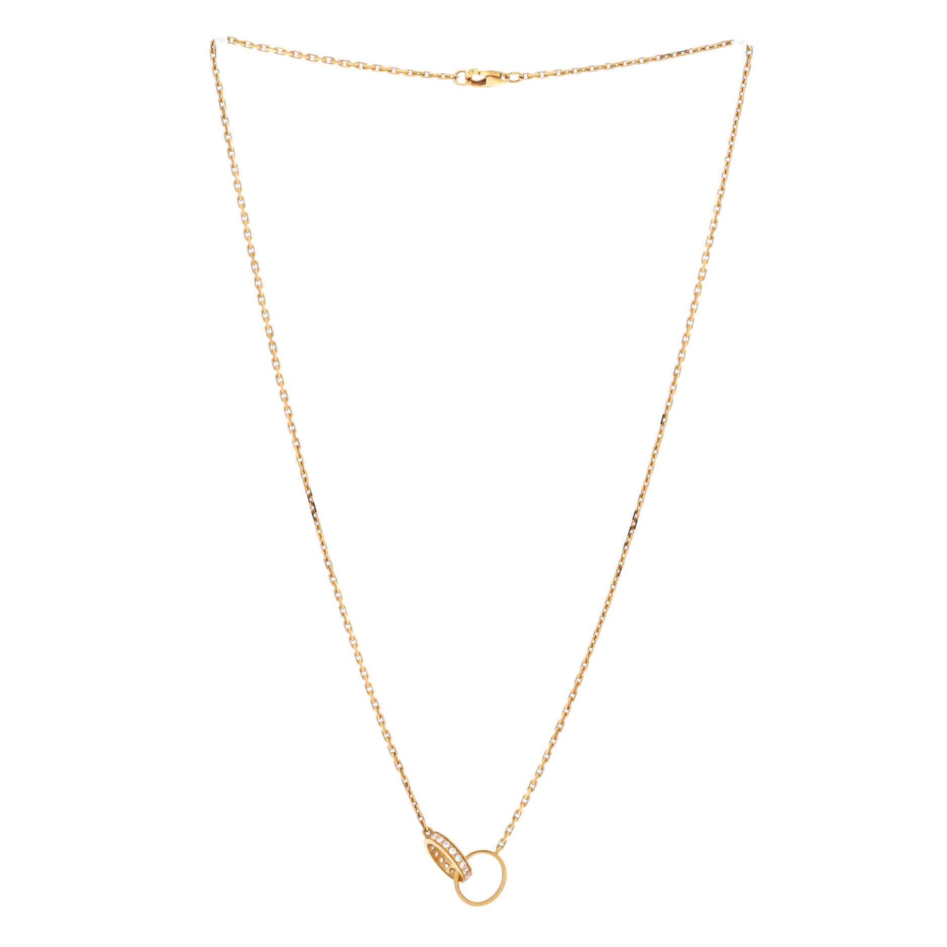 Cartier Love Interlocking Necklace 18K Yellow Gold and Diamo Size ONE SIZE - 1 Thumbnail