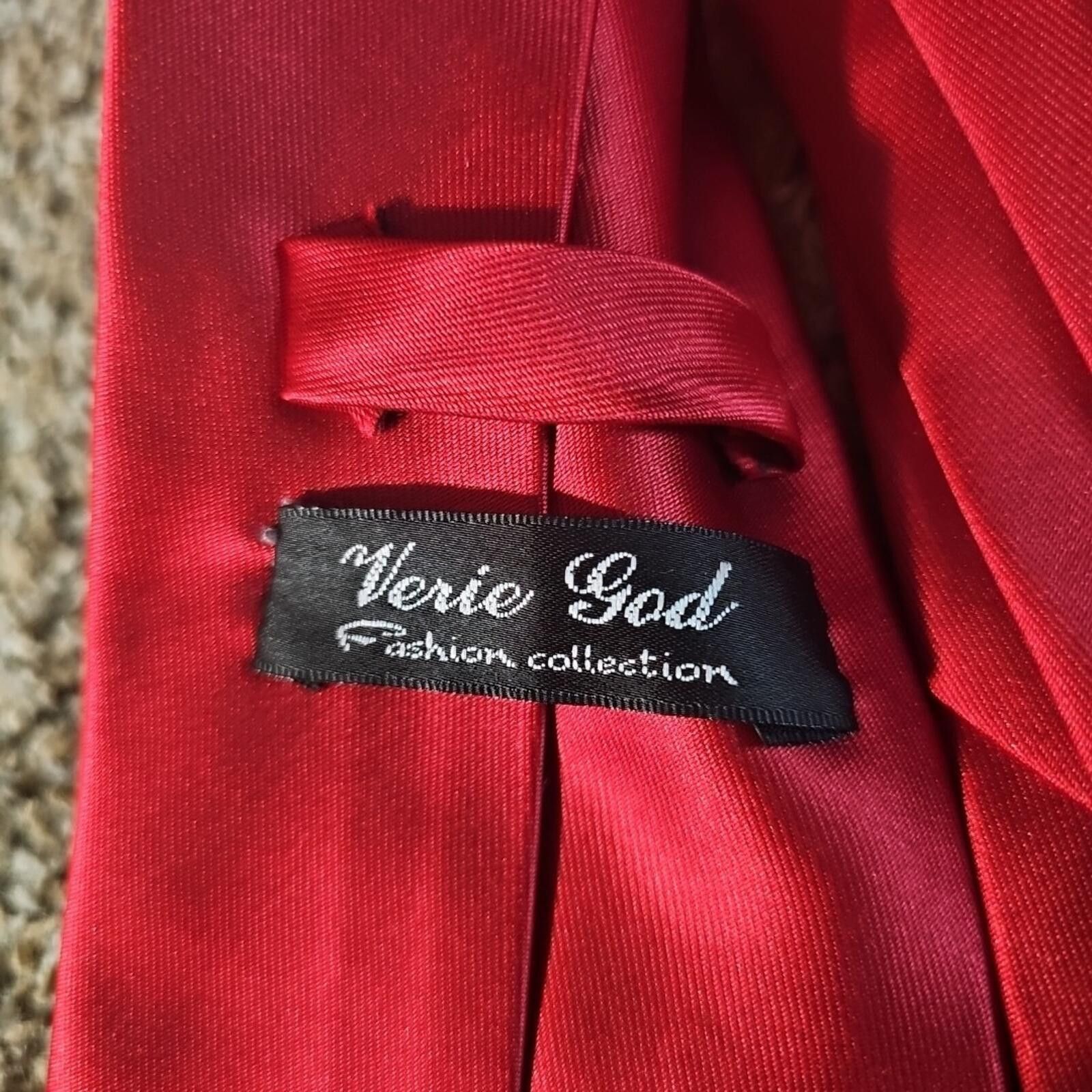 Other Verie God 100% Silk Handmade Necktie Red Size ONE SIZE - 2 Thumbnail