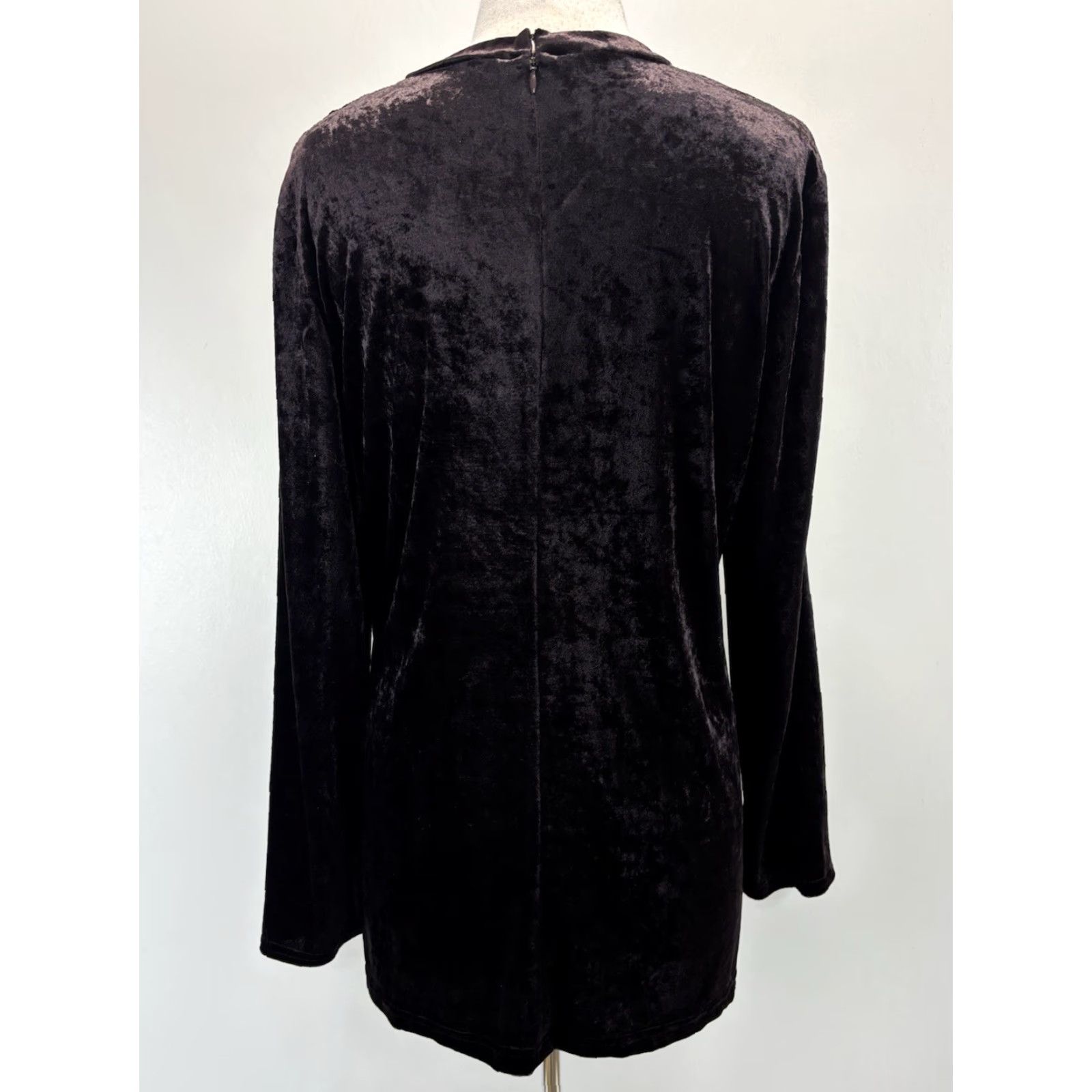 Velvet VINTAGE Chetta B Crushed Velvet Tunic Top 16 Black/brown Purple Goth Retro 90s Womens TUNIC Size XXL / US 16-18 / IT 52-54 - 3 Thumbnail