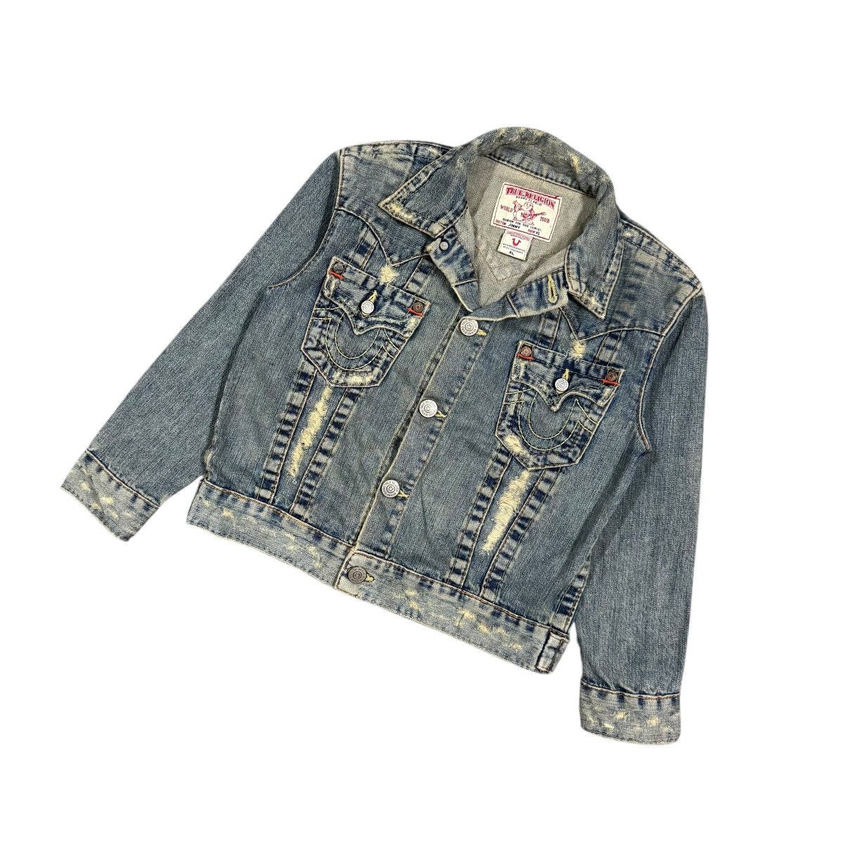 True Religion Vtg🔥Y2k True Religion Distressed Trucker Denim Jacket Size XL / US 12-14 / IT 48-50 - 6 Thumbnail