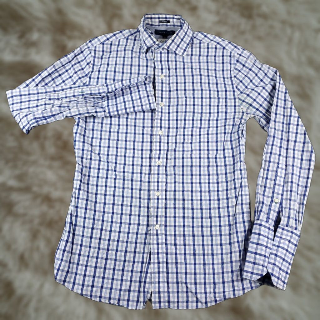Tommy Hilfiger Tommy Hilfiger Blue Plaid Dress Shirt Men’s 15.5 Long Sleeve Button Up Size 40R - 1 Thumbnail
