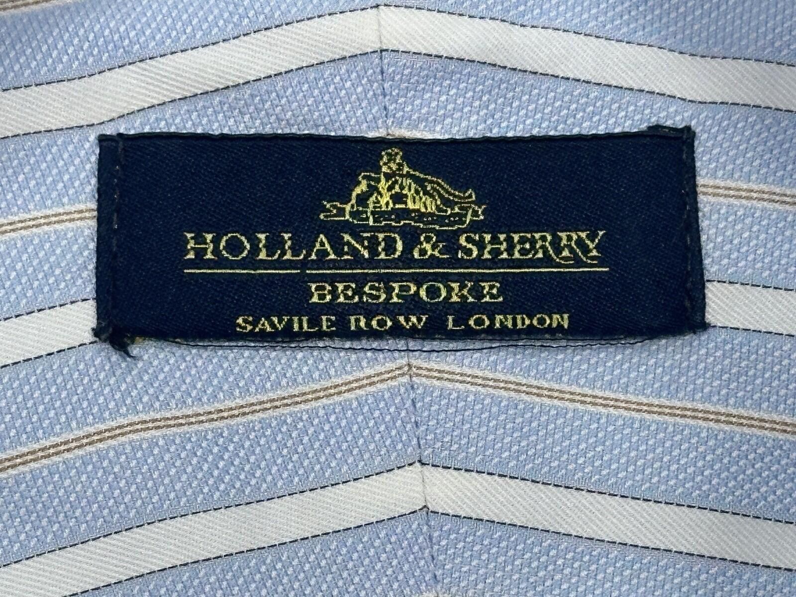 Holland & Sherry Holland Sherry Striped Tailored L/S Oxford Blue Mens XL Size US XL / EU 56 / 4 - 6 Thumbnail