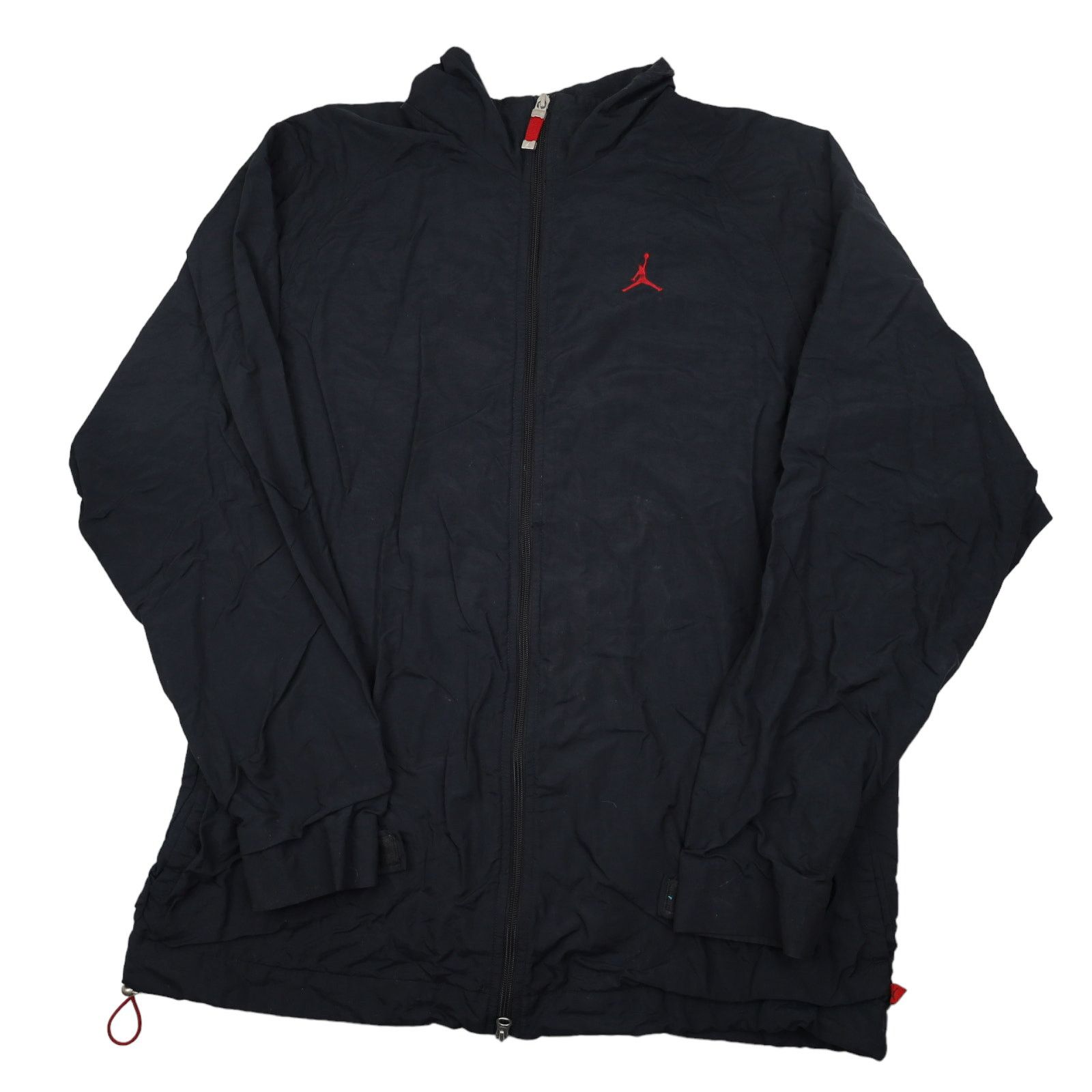 Jordan Brand × Nike × Vintage Vintage Nike Air Jordan Bred Spellout Windbreaker Jacket Size US XL / EU 56 / 4 - 1 Thumbnail