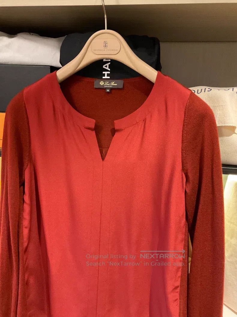 Loro Piana Loro Piana Burgundy Silk Cashmere Knit Top, Front 100% Sil Size XXS / US 00 / IT 34 - 2 Thumbnail