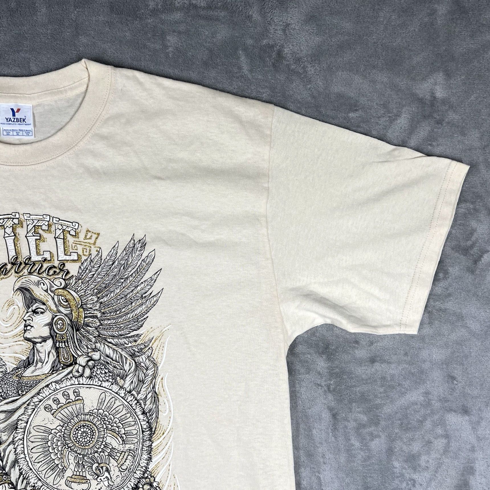 Vintage VTG Yazbek T-Shirt Men XL Aztec Warrior Graphic Puff Print Cancun Mexico Size US XL / EU 56 / 4 - 3 Thumbnail