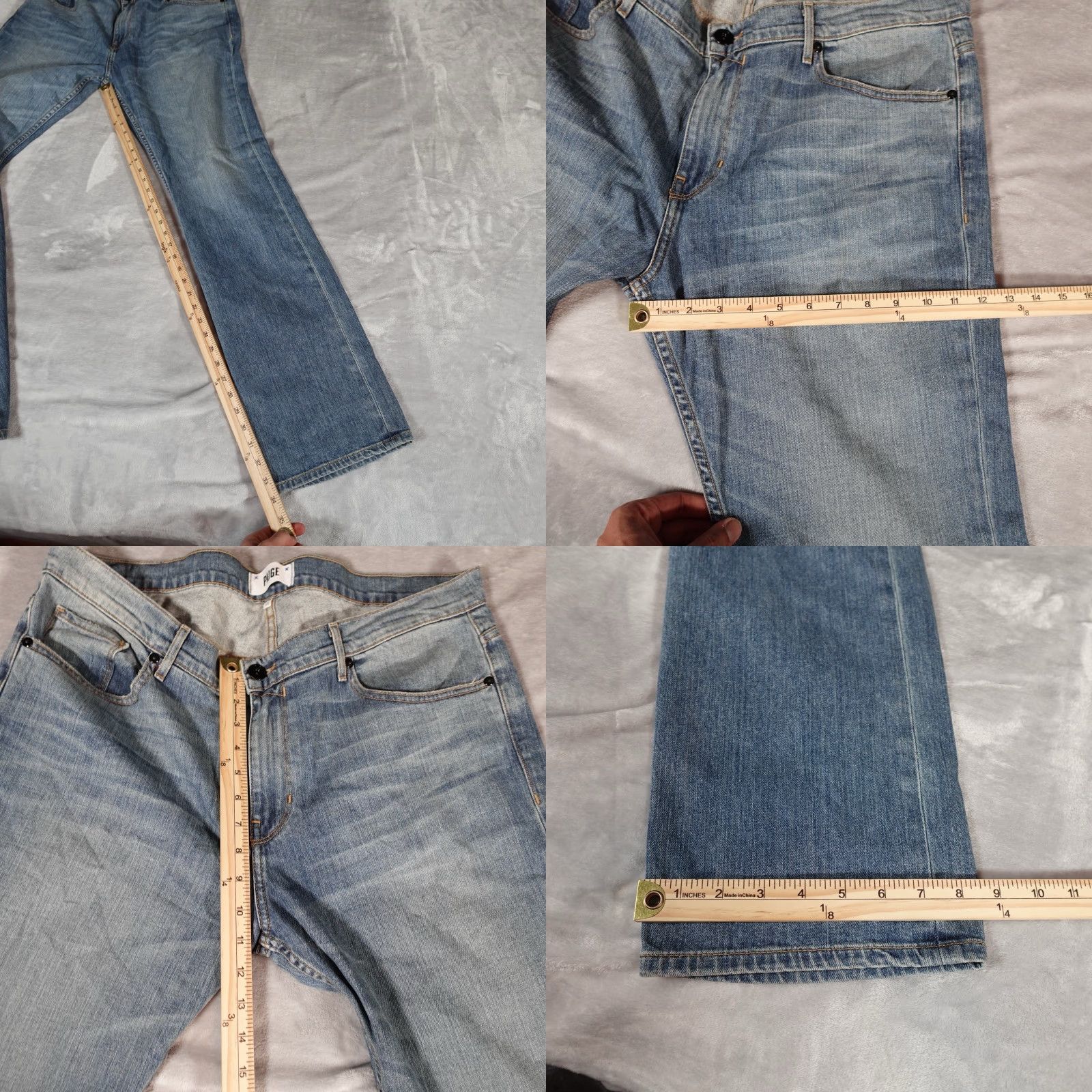 Paige Paige Jeans Mens Regular 38x34 Straight Fit Denim Blue 5-Pocket Stretch USA Made Gene Country Theme USA Waist 38 Inseam 34 Button Zip Size US 38 / EU 54 - 8 Thumbnail