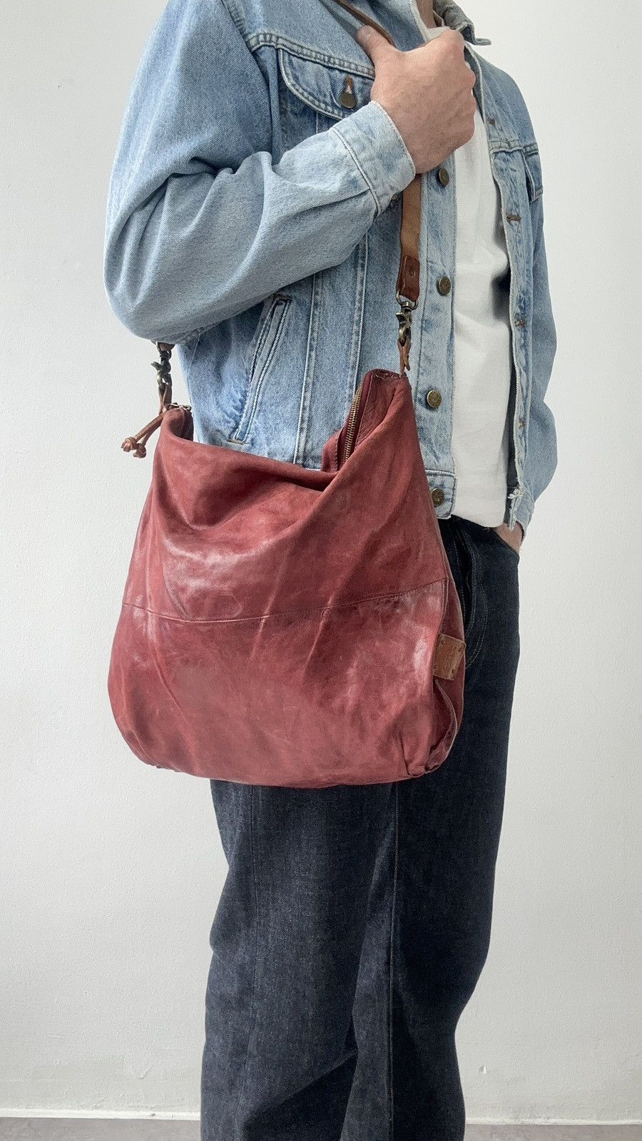 A.S.98 AS98 Leather Hobo Bag Foldover Large Slouchy Tote Oxblood Size ONE SIZE - 1 Thumbnail