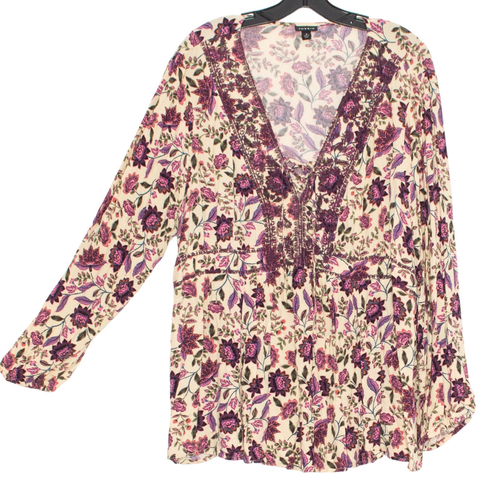 Other Torrid Babydoll Top Floral Boho Lace Up Flowy Plus Size 3 3X Size 3XL / US 20-22 - 2 Thumbnail