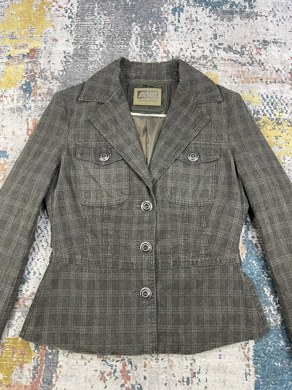 Adolfo Dominguez Adolfo Dominguez Checked Boucle Cut-Out Jackets Size XS / US 0-2 / IT 36-38 - 2 Thumbnail