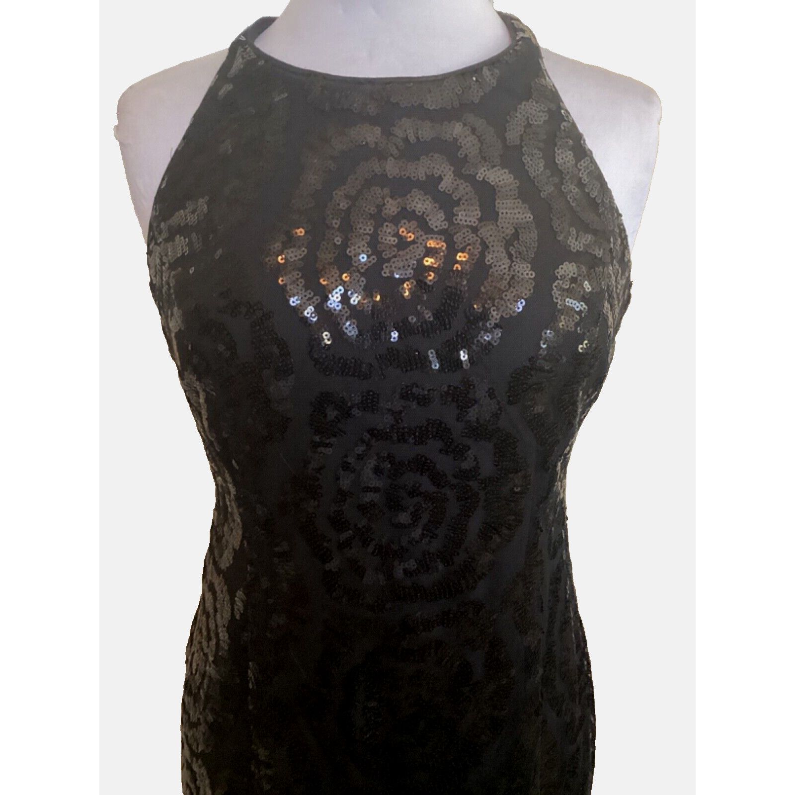 Calvin Klein 💋 CALVIN KLEIN BLACK SEQUINED HALTER COCKTAIL DRESS - SZ 4 Size S / US 4 / IT 40 - 3 Thumbnail