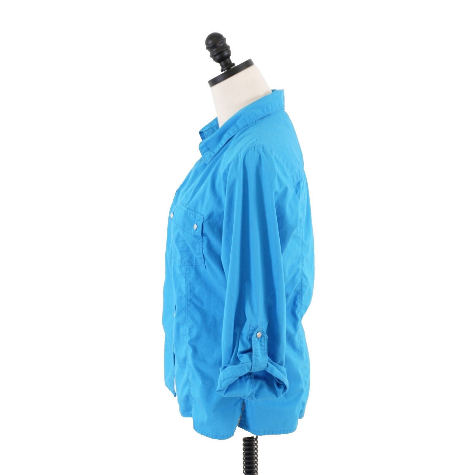 Designer Ava & Grace Teal Large Cotton Blend Roll Tab Metal Button Fr Size L / US 10 / IT 46 - 5 Thumbnail