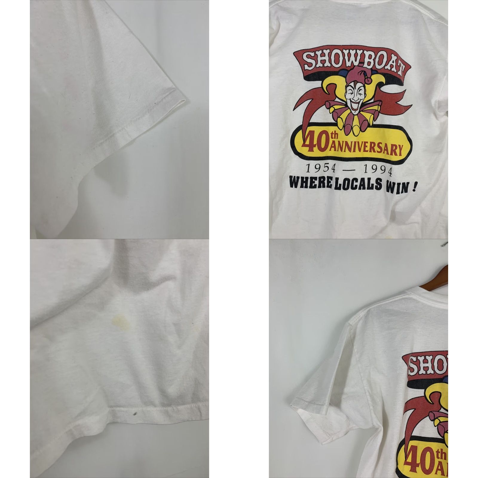 Vintage VINTAGE Oneita Large Showboat 1994 40th Anniversary Single Stitch Cotton T-Shirt White L Mens Size US L / EU 52-54 / 3 - 8 Thumbnail