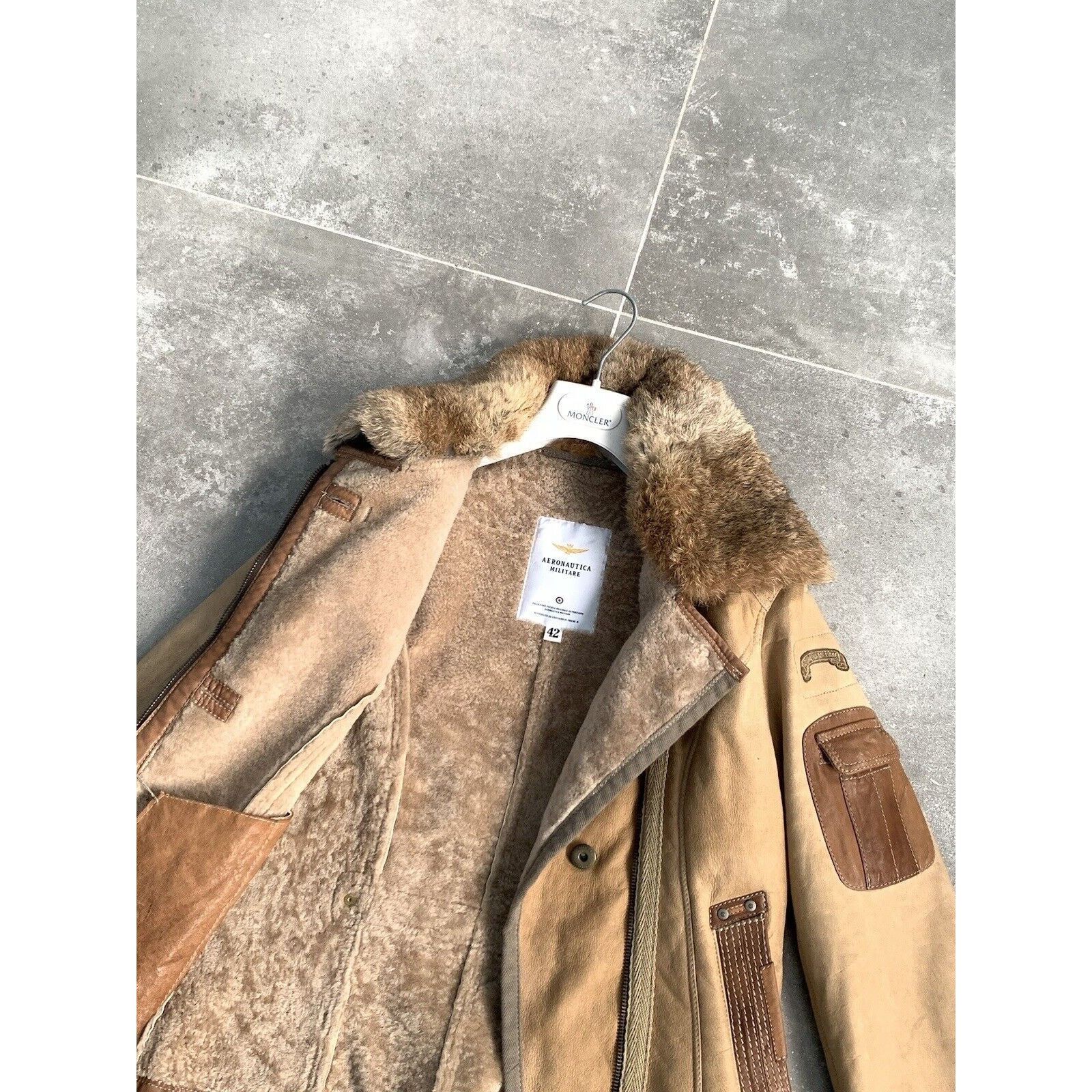 Aeronautica Militare AERONAUTICA MILITARE Sheepskin Fur Biker Jacket Coat IT 42 S Size M / US 6-8 / IT 42-44 - 8 Thumbnail
