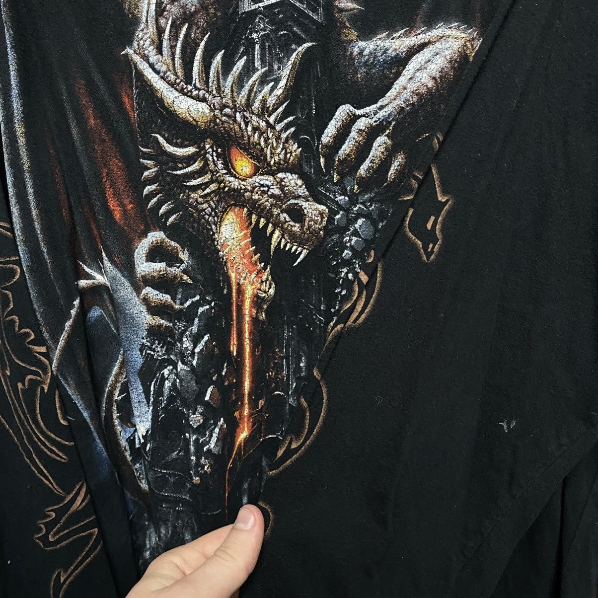 Vintage Vintage Spiral Dragon Overprinted 90’s Graphic Longsleeve Size US XXL / EU 58 / 5 - 6 Thumbnail