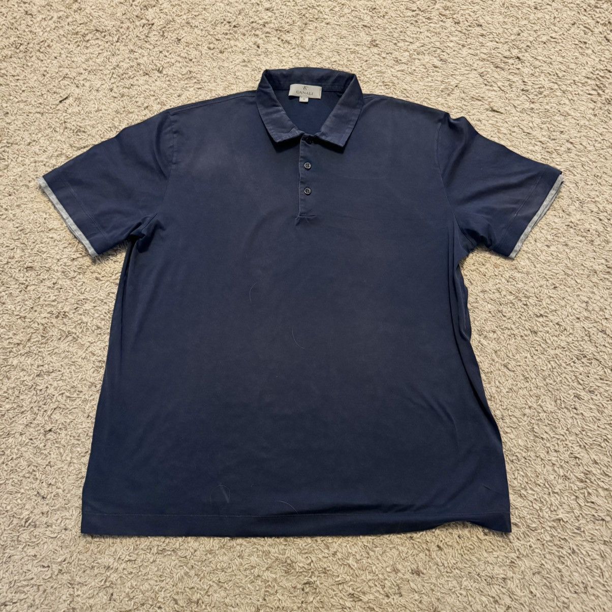 Canali DESIGNER CANALI NAVY POLO! Size US XL / EU 56 / 4 - 4 Thumbnail