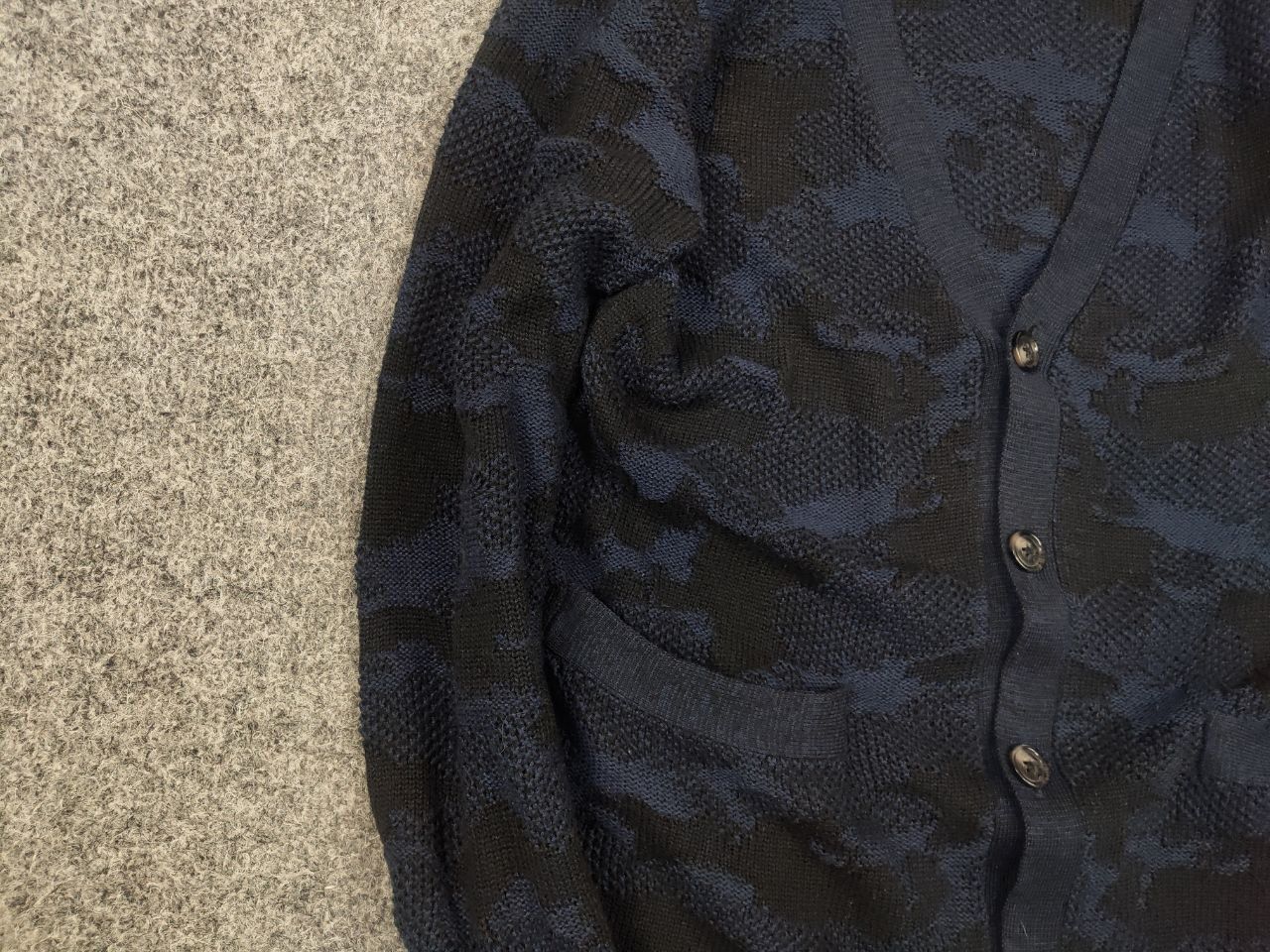 NANO universe Nano Universe Tokyo Japan Design Dark Wool Camo Cardigan Size US S / EU 44-46 / 1 - 8 Thumbnail
