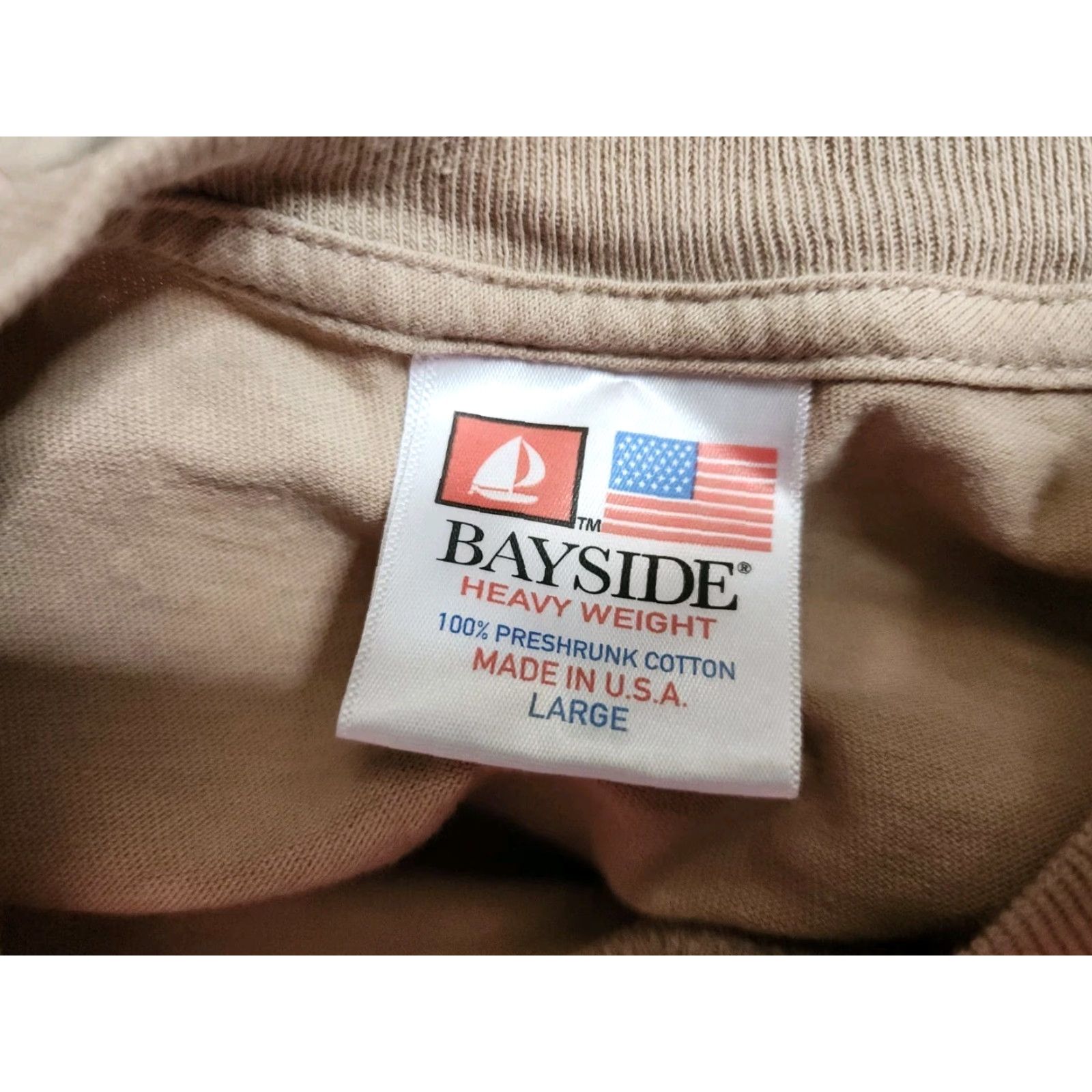 Doublet Bayside Mens L T Shirt Union Graphic Print Double-Sided Local 447 Iron Workers Beige Cotton Crew Neck Short Sleeve Regular Mens Size US L / EU 52-54 / 3 - 5 Thumbnail