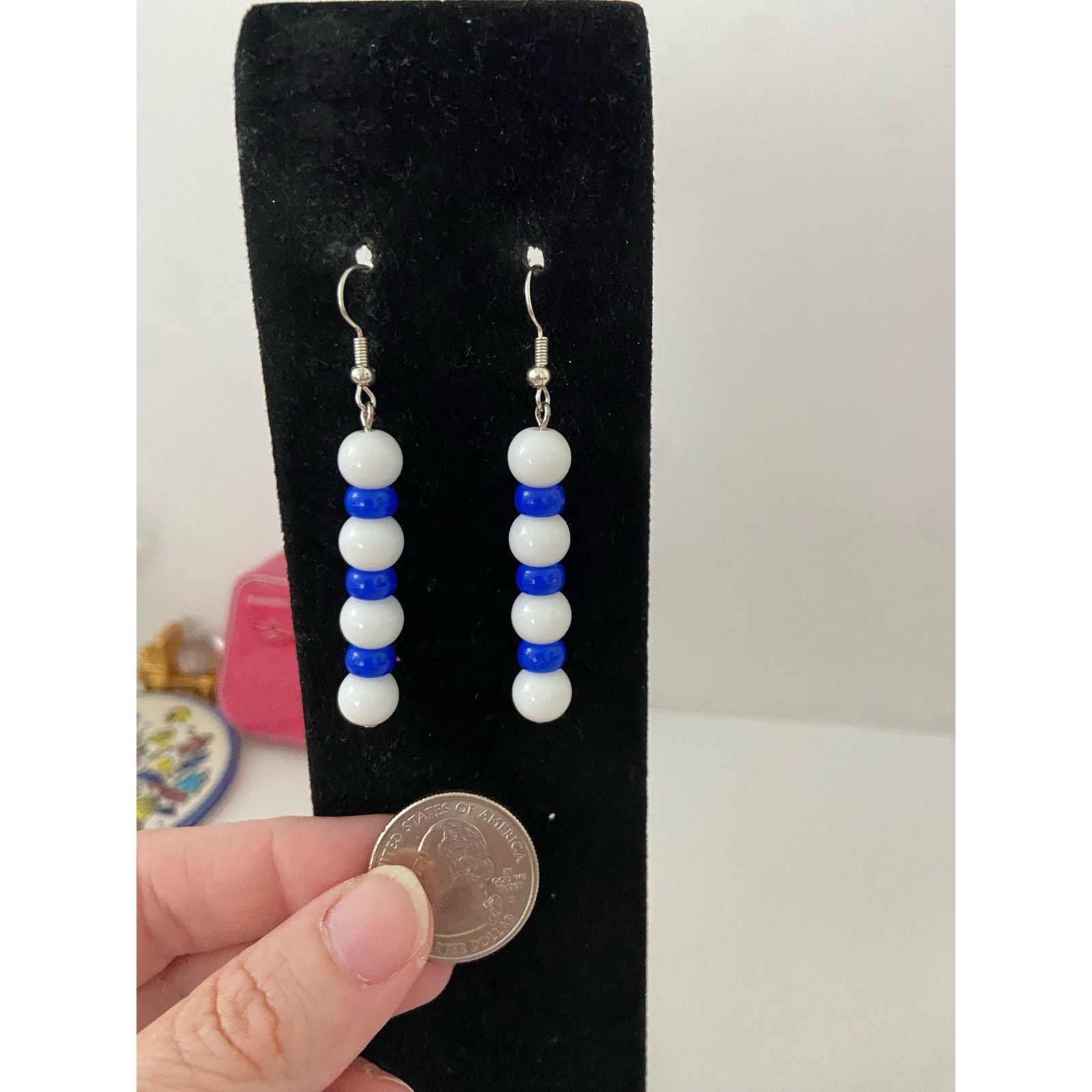 Handmade blue and white earrings Size ONE SIZE - 2 Thumbnail