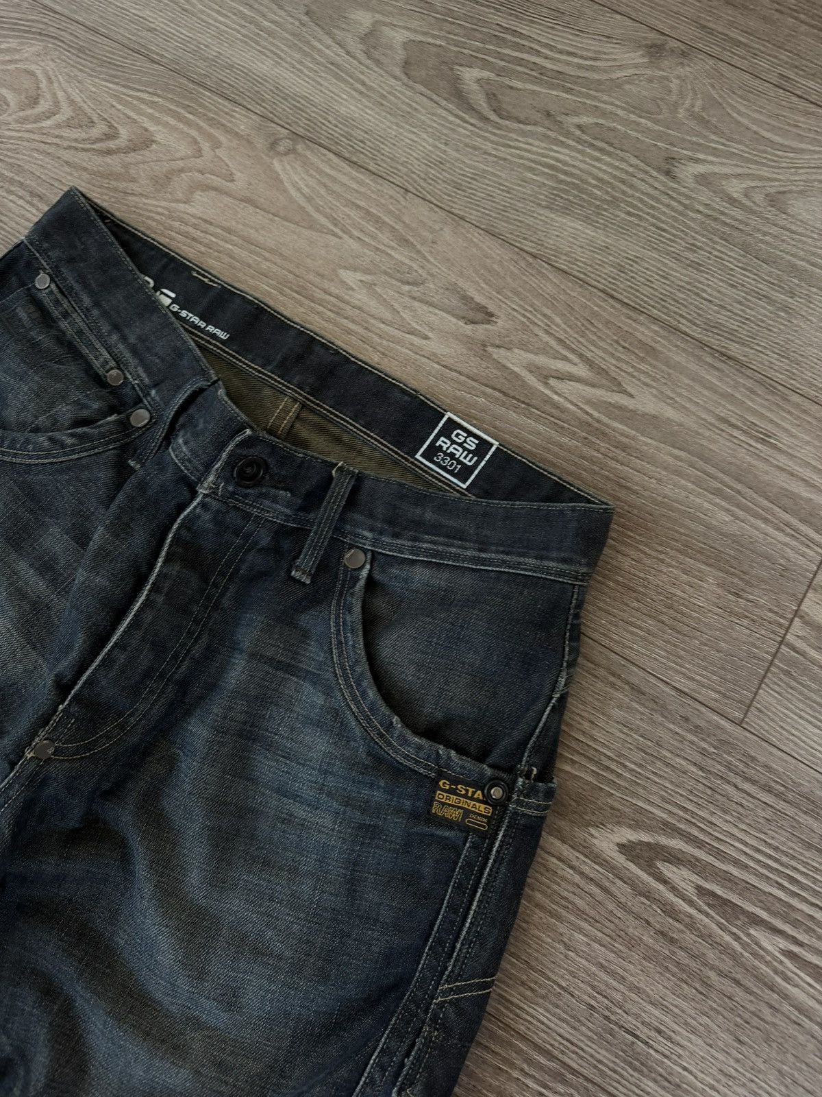 G-Star G Star Raw Denim Big Logo Embroidered Drip Shorts Size US 33 - 4 Thumbnail