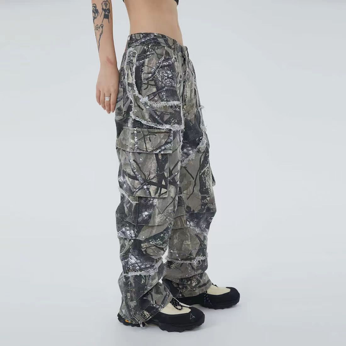 Japanese Brand × Jean Camouflage distressed straight leg baggy jeans Size US 31 - 3 Thumbnail