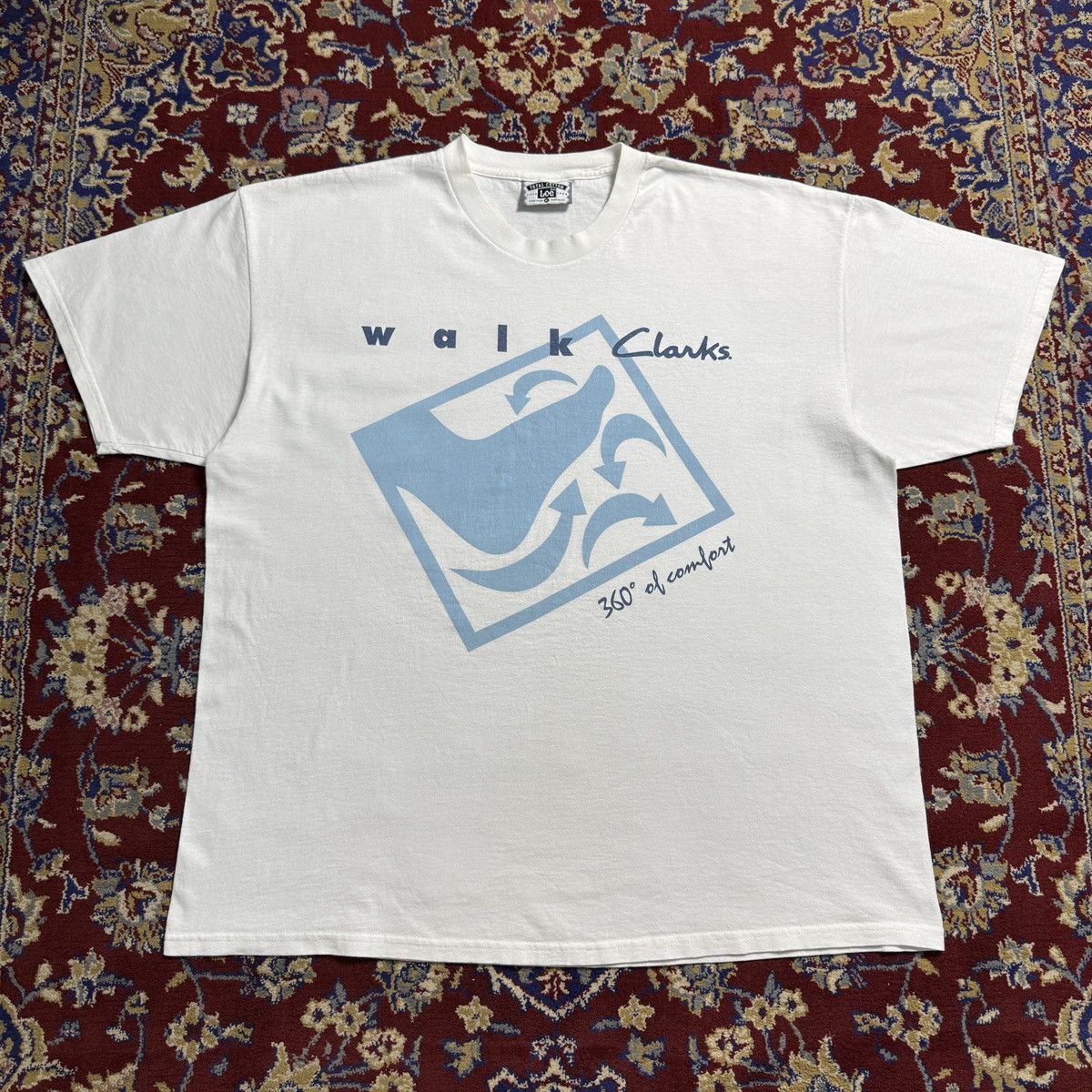 Clarks Vintage 90s Clarks Walk 360 of comfort shoes brand tee rare Size US XL / EU 56 / 4 - 2 Thumbnail