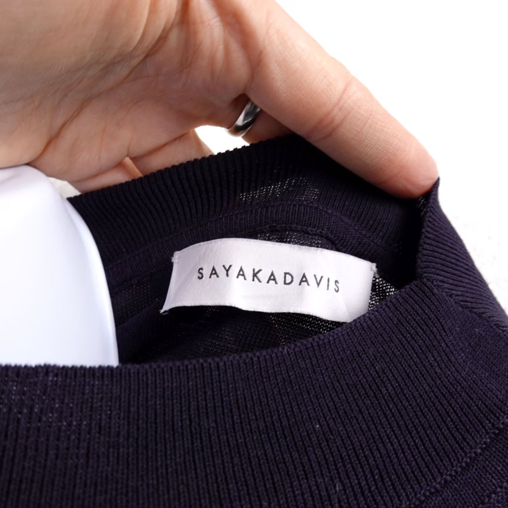 Vintage Sakaya Davis Blouse N avy Sleeveless Knit Cotton 100% Top Women Size M Crew Neck Cap Sleeve Slim Fit Regular Knit Shirt Size M / US 6-8 / IT 42-44 - 7 Thumbnail