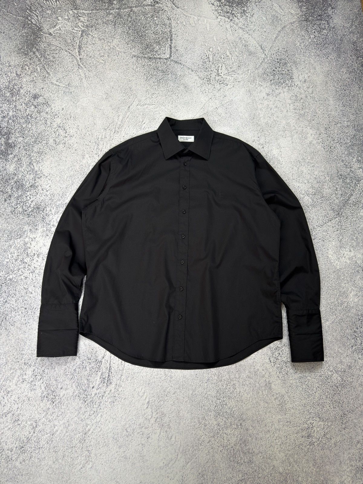 VTG Yves Saint Laurent Pour Homme Black Shirt French Cuffs