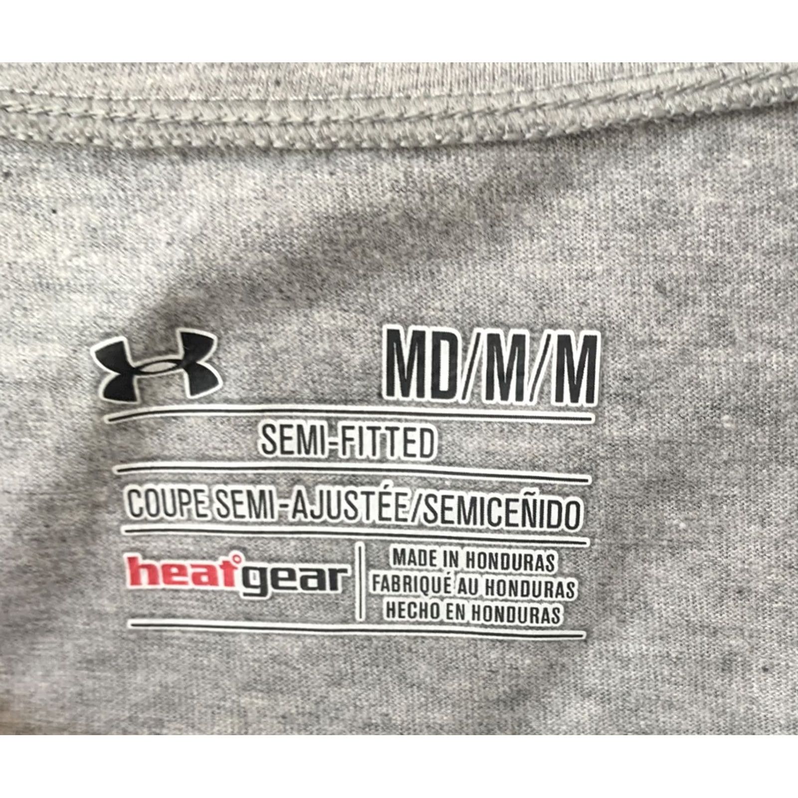 Under Armour Under Armour Women UA Heatgear V-Neck T-Shirt Grey Medium NWT Logo Short Sleeve Gym Training 100% Cotton Size M / US 6-8 / IT 42-44 - 4 Thumbnail