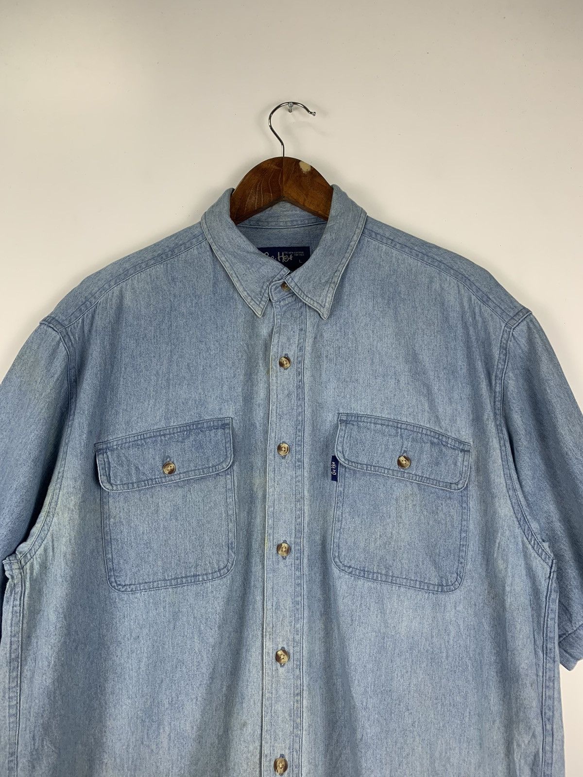 Japanese Brand × Vintage Vintage Be-Hot button denim shirt Size US L / EU 52-54 / 3 - 6 Thumbnail