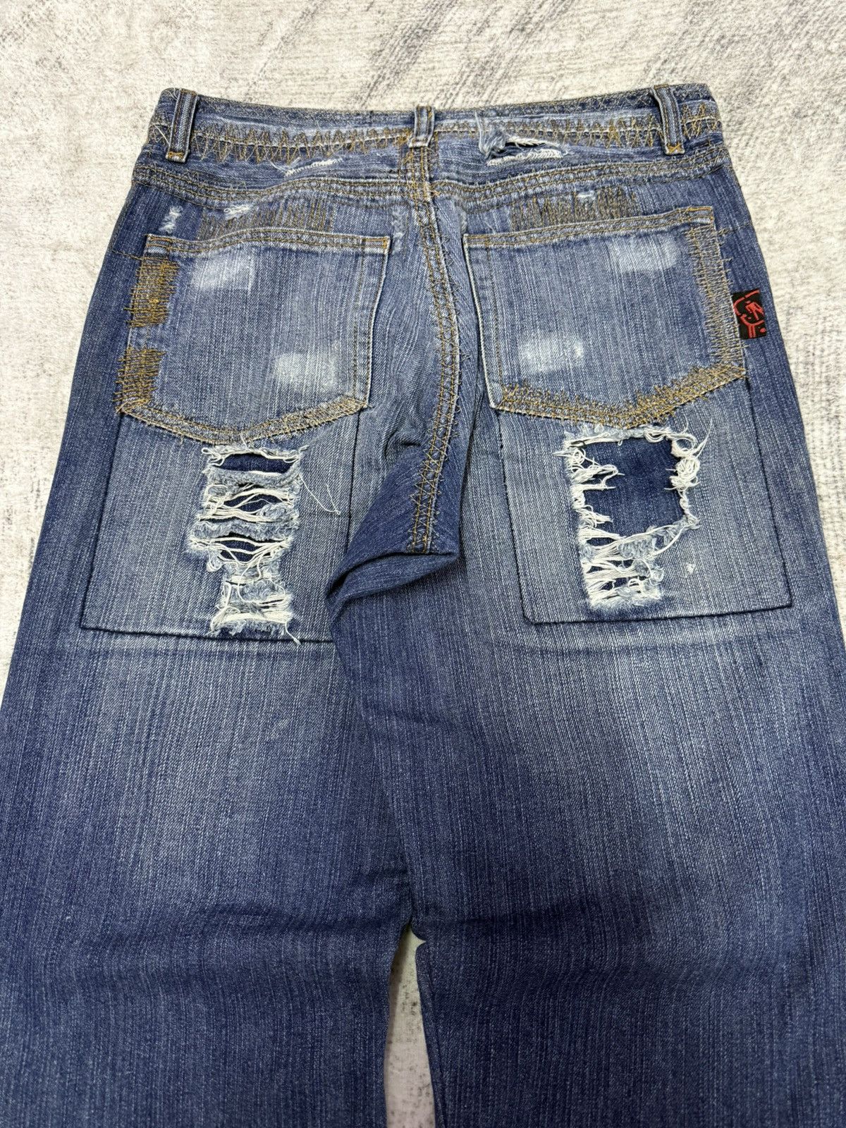 Hysteric Glamour × Japanese Brand Wild Chanel Destroyed Repaired Heavy Stitched Jeans Size US 30 / EU 46 - 15 Thumbnail