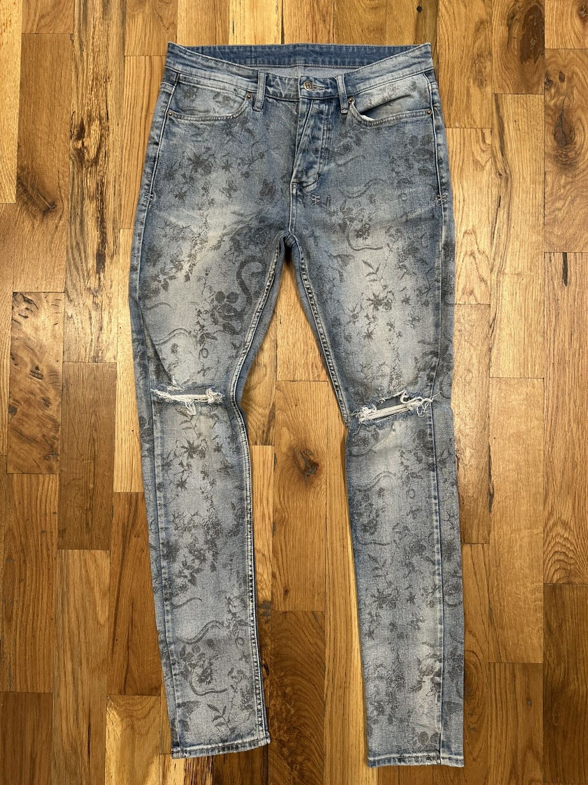 Ksubi Ksubi All Over Print Blue Denim Jeans Size 33 Size US 33 - 1 Thumbnail