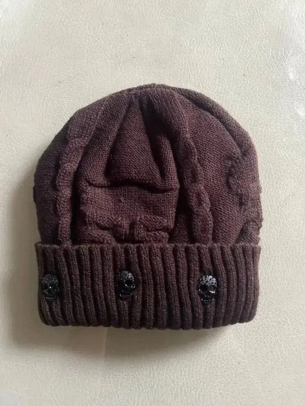 Japanese Brand Rumiko x Maiko Brown Color Knitted Skull Bennie Hat Size ONE SIZE - 5 Thumbnail