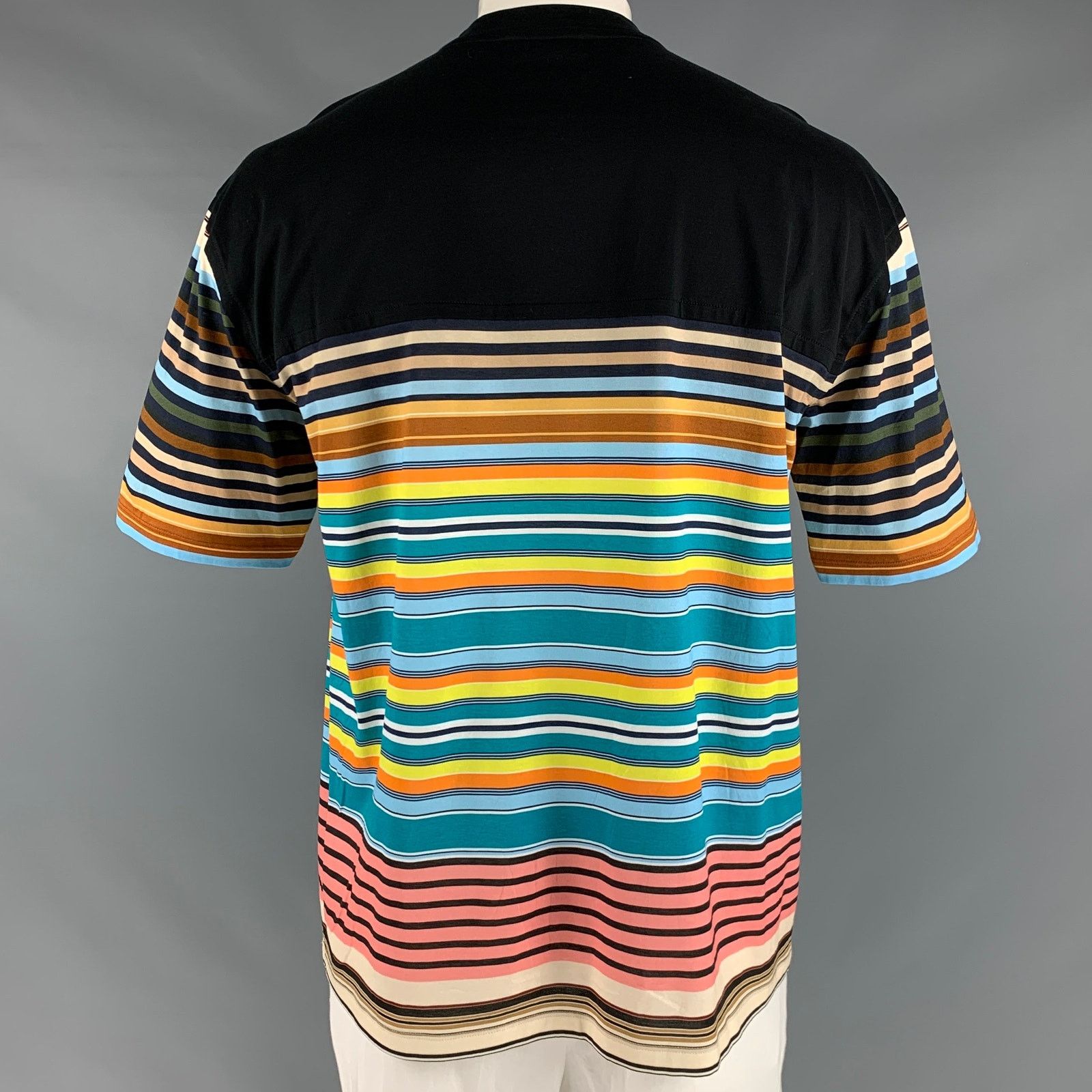 Prada PRADA XL Black Multi-Color Stripe Cotton Crew Neck T-shirt Size US XL / EU 56 / 4 - 5 Thumbnail