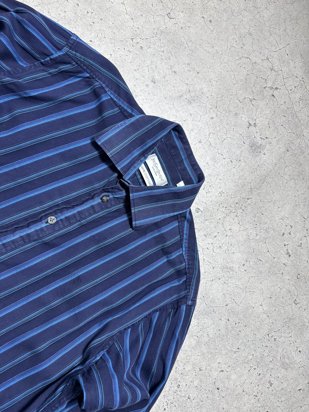 Yves Saint Laurent Yves Saint Laurent YSL Luxury Striped Button Up Shirt Size M Size US M / EU 48-50 / 2 - 5 Thumbnail