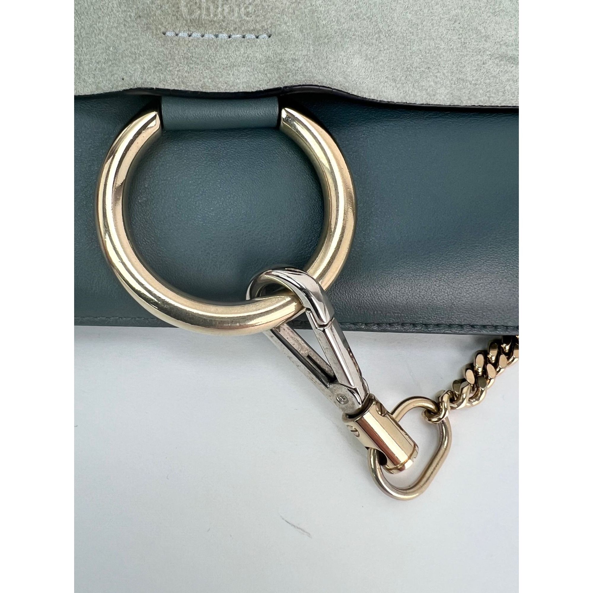 Chloe Chloe Faye Chain Suede Leather Gray Blue Crossbody Bag Size ONE SIZE - 11 Thumbnail