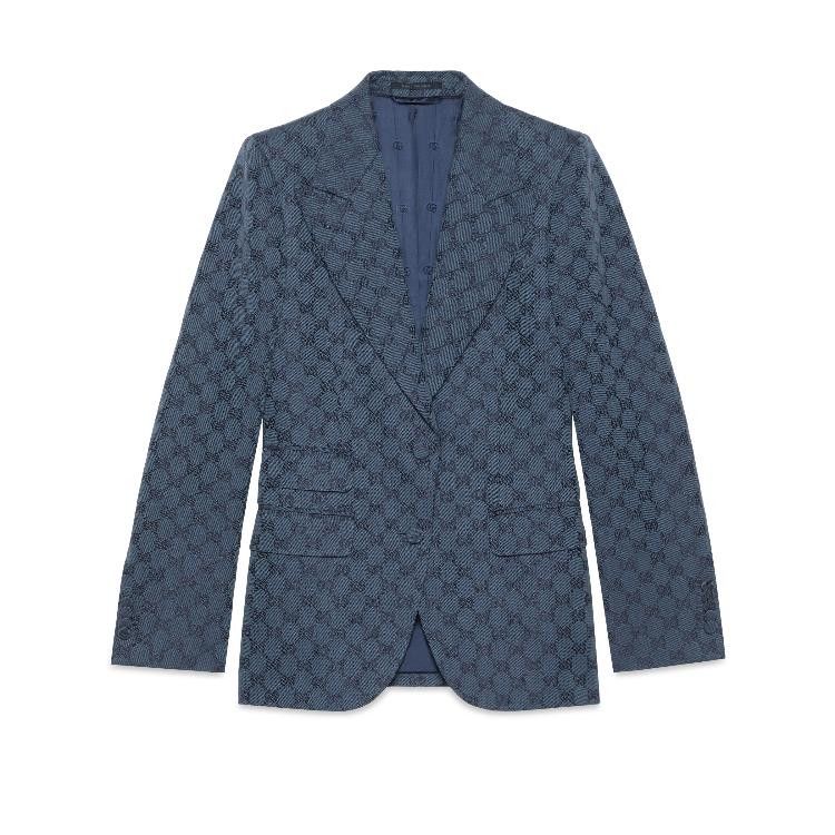Gucci o1loc1c0226 746517 GG Linen Cotton Jacquard Jacket in Blue Size XS / US 0-2 / IT 36-38 - 1 Thumbnail