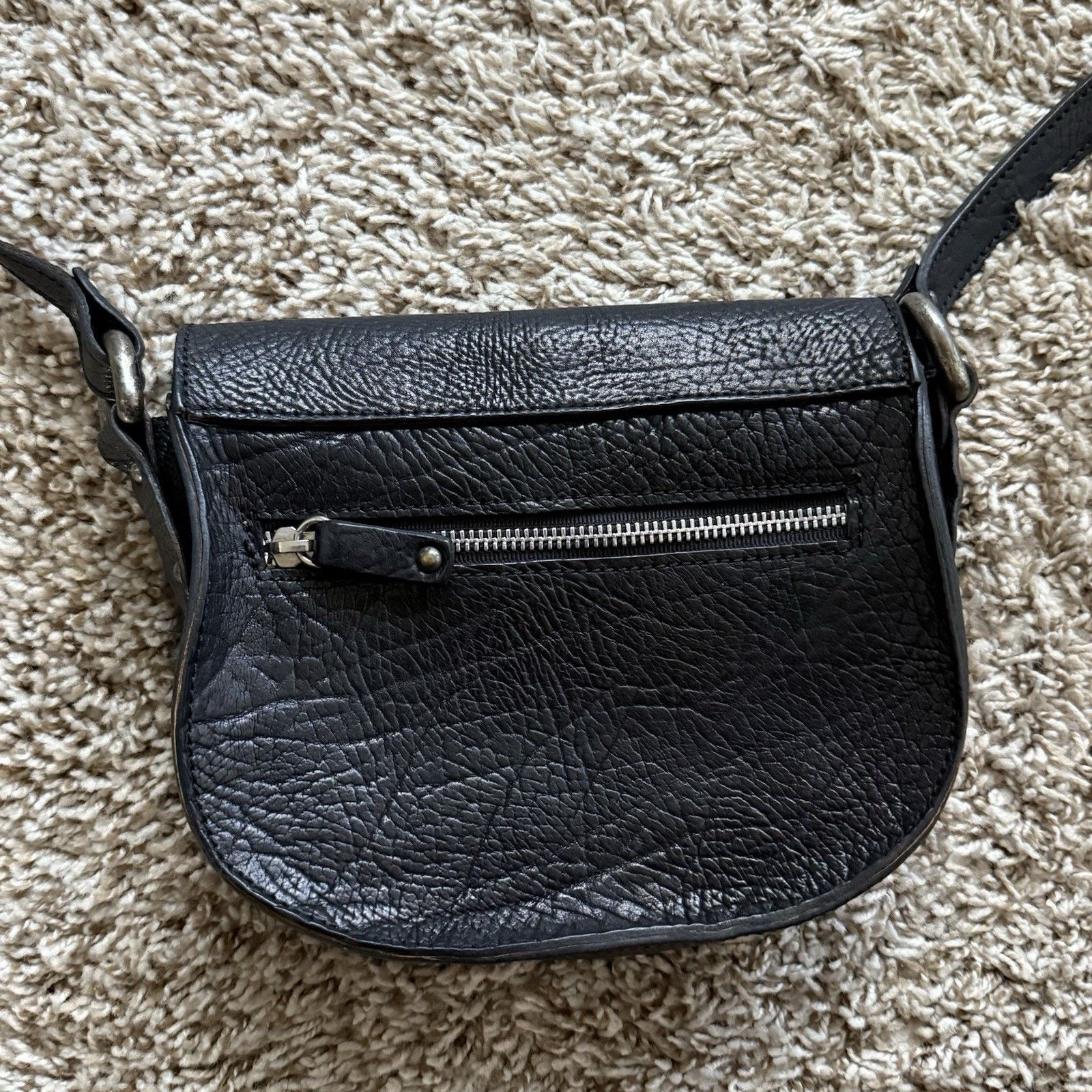 Other VIN BAKER Saddle Leather Black Cross-Body Shoulder Bag Purse Size ONE SIZE - 4 Thumbnail
