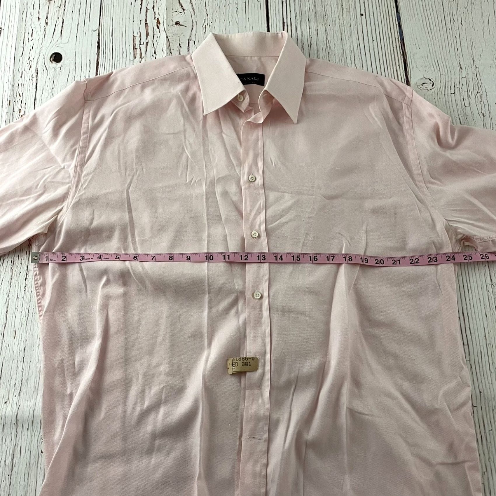 Canali Canali Shirt Button-Up Long Sleeve Pink 43 Mens Solid Italian 17 Vintage? Size US XL / EU 56 / 4 - 4 Thumbnail