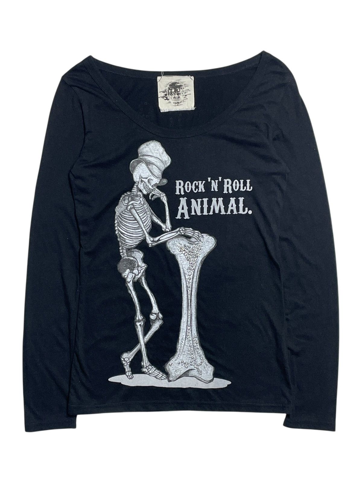 14th Addiction 2000’s GladNews - Skull Studded Logo Longsleeve Shirt Size S / US 4 / IT 40 - 1 Thumbnail