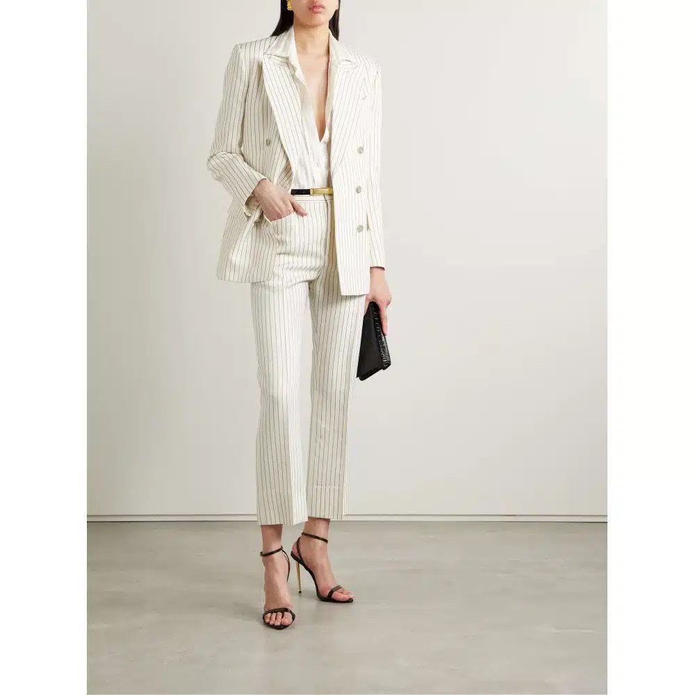 Tom Ford o1loc1c0425 GI2971 Wallis Double Breasted Jacket in White Size M / US 6-8 / IT 42-44 - 5 Thumbnail