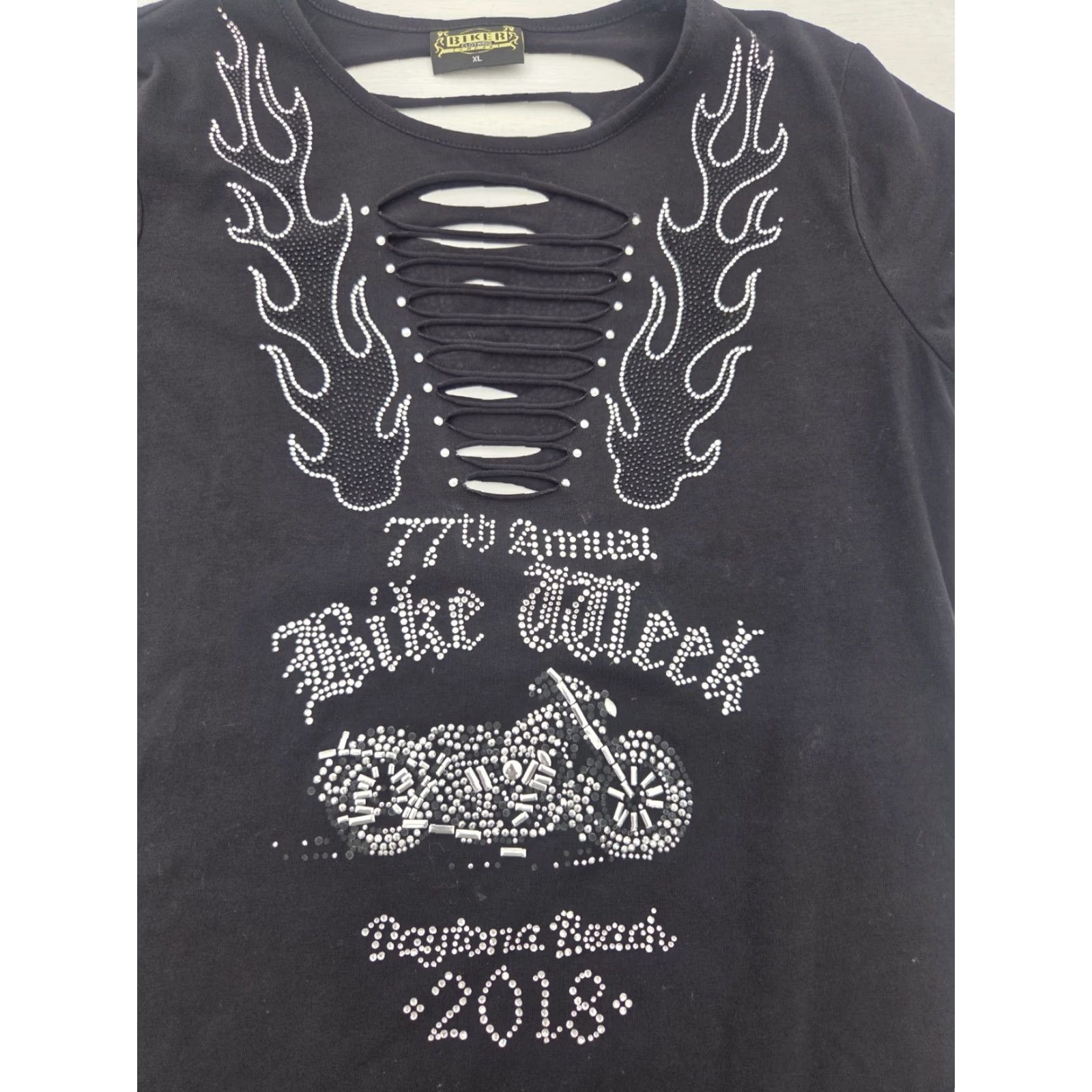 Vintage VINTAGE Bike Week Daytona Beach T Shirt Womens XL Biker Clothing Company Rhinestone READ Size XL / US 12-14 / IT 48-50 - 2 Thumbnail