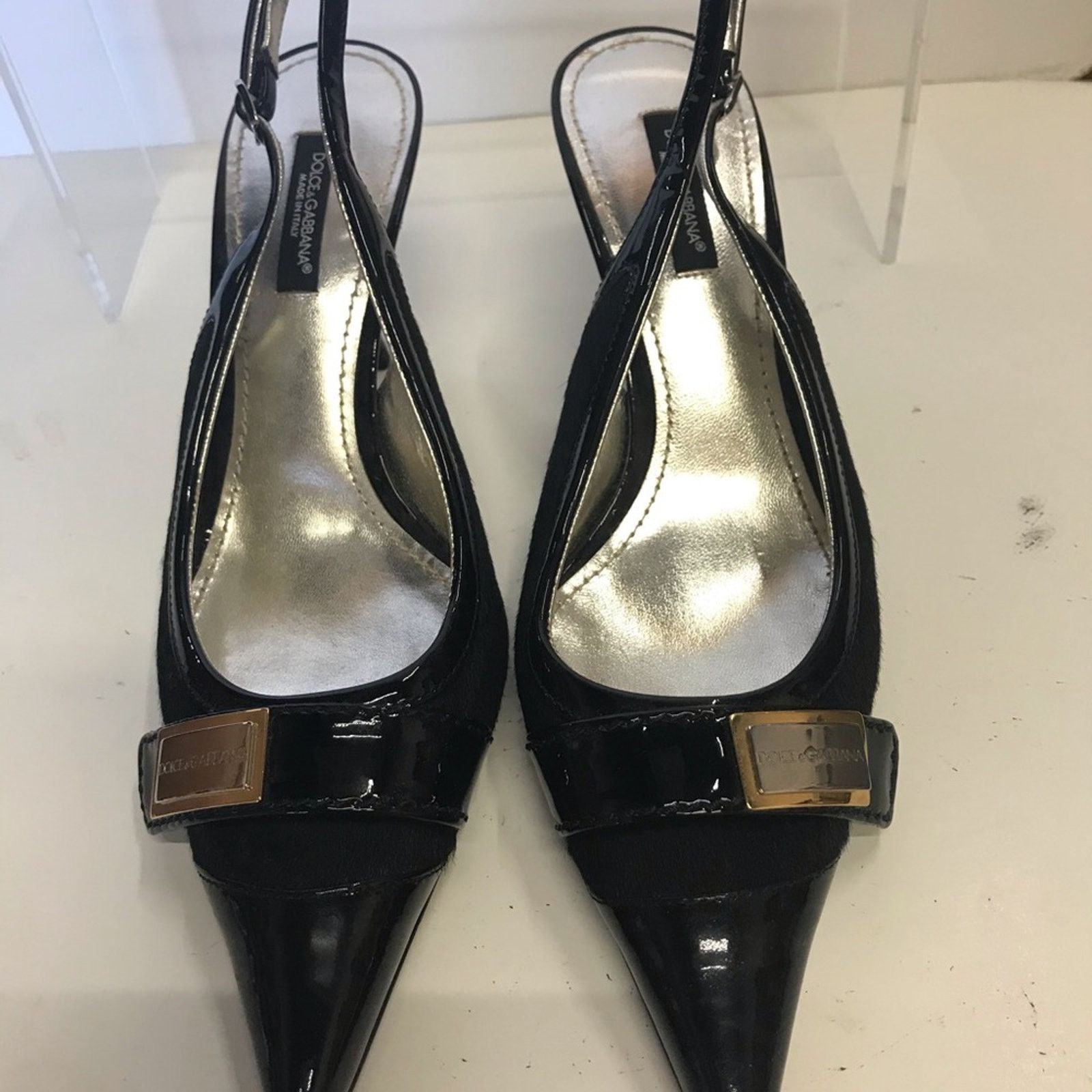 Dolce & Gabbana COPY - Dolce & Gabbana Black sling back patent trim Size US 6 / IT 36 - 1 Thumbnail